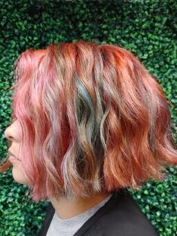 Colored Highlights in a Woman's Hair